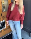 Eesome Ribbed Crop Sweater In Maroon In Multi