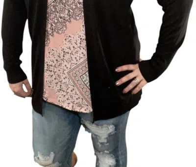 Eesome Ribbed Open Front Cardigan In Black
