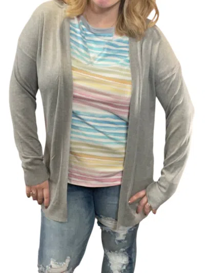 Eesome Ribbed Open Front Cardigan In Grey In Gray