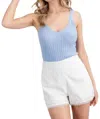 Eesome Ribbed V Neck Tank Top In Periwinkle In Blue