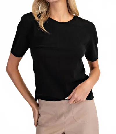 Eesome Round Neck Short Sleeve Sweater In Black
