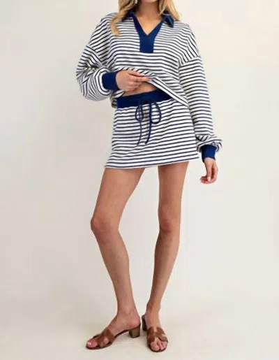 Eesome Royal Flush Striped Set In Blue