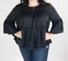 Eesome Ruffle Curvy Blouse In Black In Black