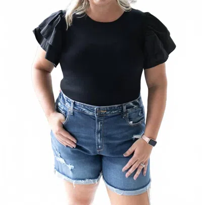 Eesome Ruffled Sweater Bodysuit - Plus In Black