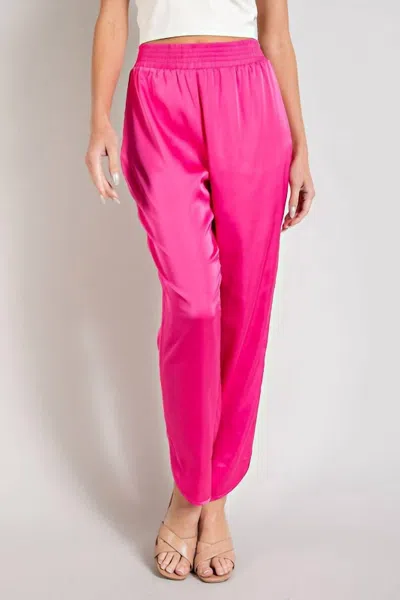 Eesome Satin Joggers In Hot Pink