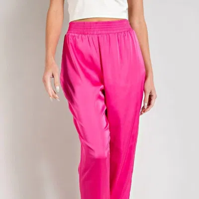 Eesome Satin Joggers In Hot Pink