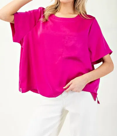 Eesome Satin Luxe Top In Hot Pink