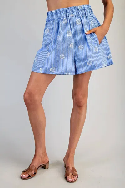 Eesome Seashell Embroidered Short In Blue