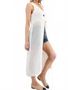 Eesome Seaside Stroll Crochet Sleeveless Cardigan In Off White In White