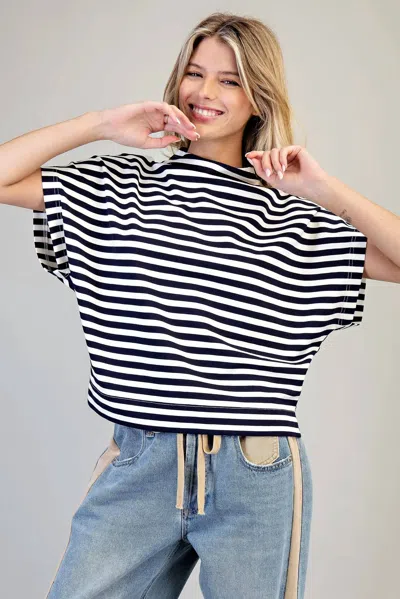 Eesome Selena Loose Fit Top In Navy In Black