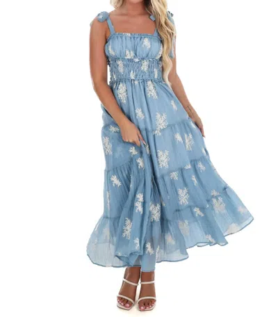 Eesome Setting The Scene Embroidered Maxi Dress In Icy Blue