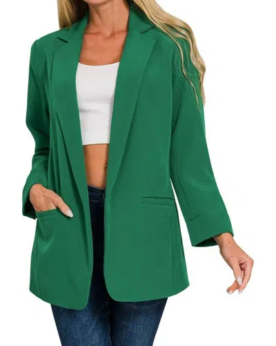 Eesome Shawl Lapel Blazer - Plus In Kelly Green