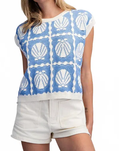 Eesome Shell Sweater Vest In Blue In Multi