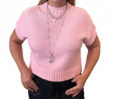 Eesome Shelly Cropped Sweater Tee In Light Pink In Multi