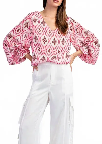 Eesome Shimmering Print Blouse In Pink