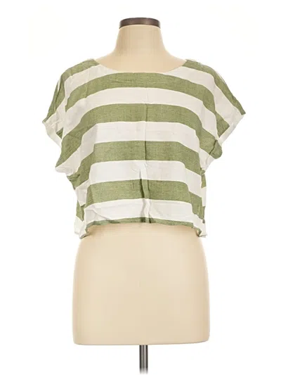 Pre-owned Eesome Short Sleeve Top Green One Shoulder Neckline Tops