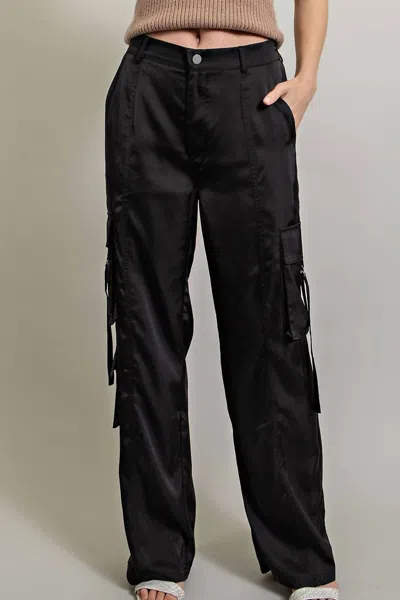 Eesome Silk Cargo Pants In Black