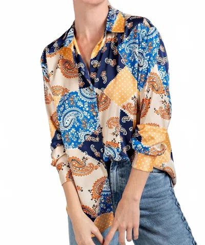 Eesome Silk Long Sleeve Top - Plus In Royal Blue