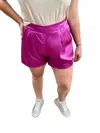 Eesome Silky Pull-on Shorts In Pink In Purple