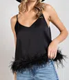 Eesome Sleeveless Feather Cami In Black