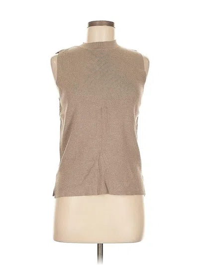Pre-owned Eesome Sleeveless Top Tan One Shoulder Neckline Tops In Brown