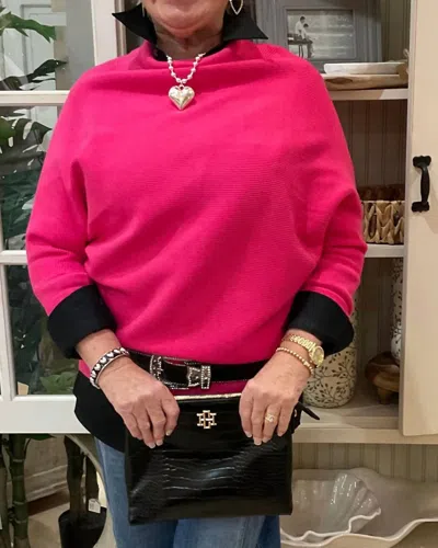 Eesome Slouch Mock Neck Sweater In Hot Pink