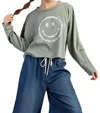 Eesome Smiley Sweatshirt In Mint Sage In Multi