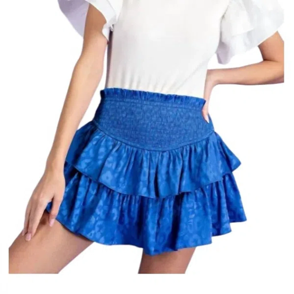 Eesome Smocked Ruffle Mini Skort In Royal Blue | ModeSens Eesome Smocked Ruffle Mini Skort In Royal Blue | ModeSens