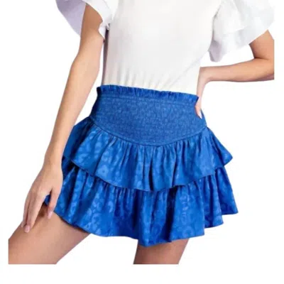 Eesome Smocked Ruffle Mini Skort In Royal Blue