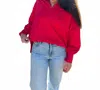Eesome Snap Front Pullover Sweatshirt In Red In Red