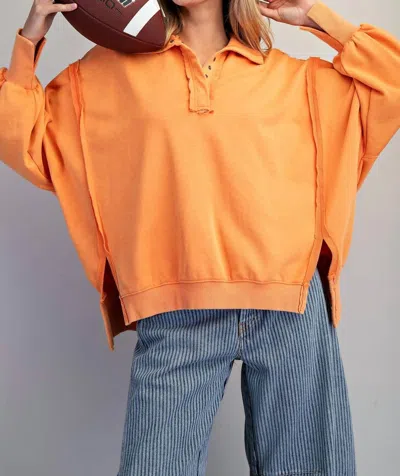 Eesome Snow Washed Long Sleeve Pull Over In Orange