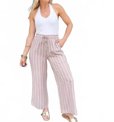 Eesome Soft Washed Striped Pants In Almond Veil In Red