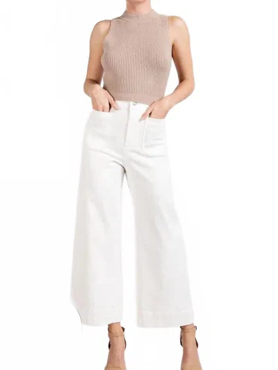 Eesome Soft Washed Wide Leg Cotton Pants In Butter Cream In White