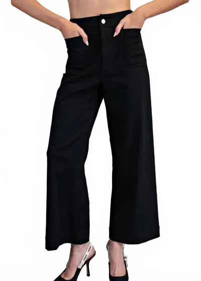 Eesome Soft Washed Wide Leg Pants In Black