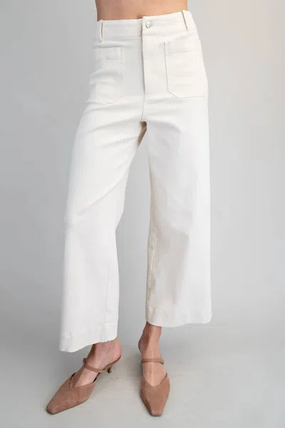 Eesome Soft Washed Wide Leg Pants In Off White