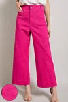 EESOME SOFT WASHED WIDE LEG PANTS IN PINK
