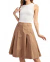 Eesome Solid A-line Midi Skirt In Coco In Brown
