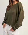 Eesome Solid Boat Neck Dolman Sleeve Sweater In Olive In Green