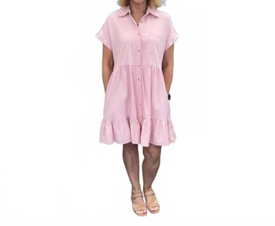 Eesome Solid Button Down Mini Dress In Pink