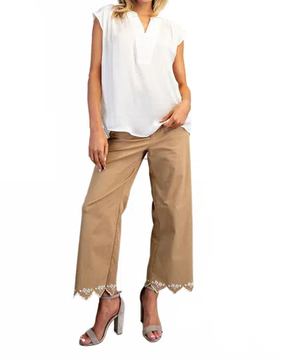 Eesome Solid V-neck Cap Sleeve Top In Product Pearl In White