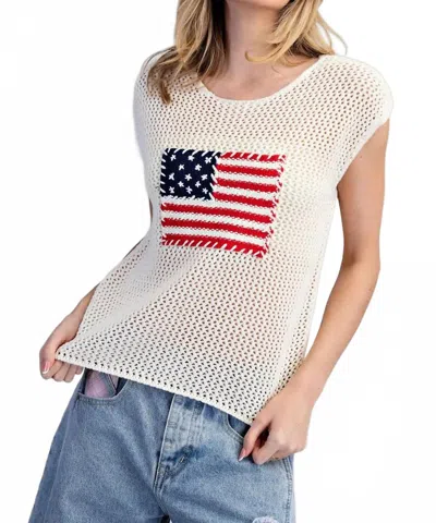 Eesome Stars And Stripes Knit Sweater In Oatmeal In White