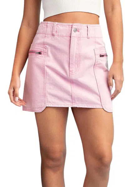 Eesome Stone Washed Mini Cargo Skirt In Bubble Gum In Multi