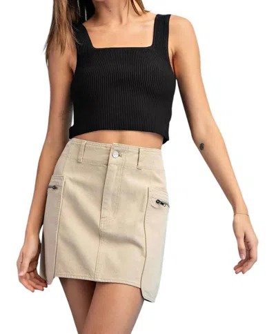 Eesome Stone Washed Mini Cargo Skirt In Taupe In Grey