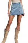 Eesome Stone Washed Wrap Mini Skirt In Blue In Blue