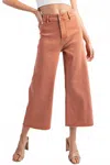 Eesome Straight Leg Cropped Pants In Salmon Mineral Washed In Brown