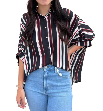 Eesome Stripe Button Down Top In Black