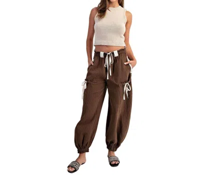 Eesome Striped Barrel Joggers In Chocolate In Brown