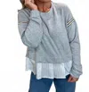 Eesome Striped Pullover Layered Top In Grey In Gray