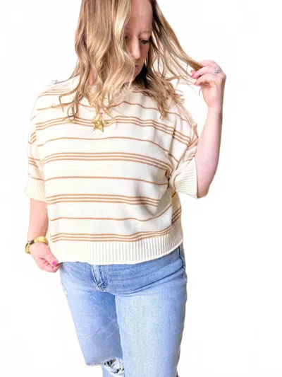 Eesome Striped Short Sleeve Sweater In Yellow In Multi