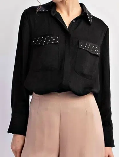 Eesome Studded Gem Top In Black